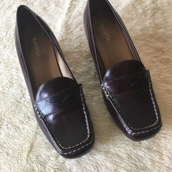 SZ 8.5 M Bass & Co Brown Wedge Penny Loafer's - Picture 2 of 7